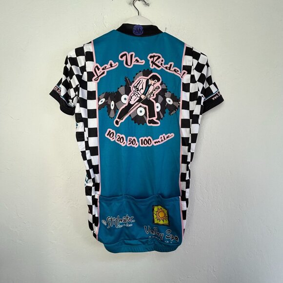 Primal Wear Cycling Jersey Let Us Ride! California Checkered Mens Small Blue - Picture 3 of 9